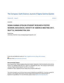 Sigma Gamma Epsilon Student Research Poster Session, Geological Society of America Meeting 2017, Seattle, Washington, Usa