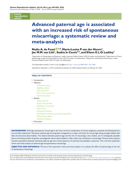 Advanced Paternal Age Is Associated with an Increased Risk of Spontaneous Miscarriage: a Systematic Review and Meta-Analysis
