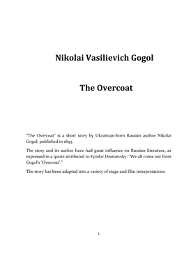 Nikolai Vasilievich Gogol the Overcoat