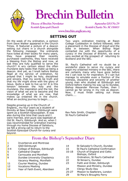 Brechin Bulletin Diocese of Brechin Newsletter September 2013 No.79 Scottish Episcopal Church Scottish Charity No