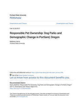 Dog Parks and Demographic Change in Portland, Oregon