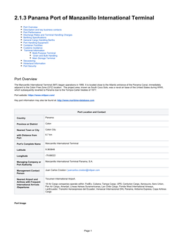 2.1.3 Panama Port of Manzanillo International Terminal