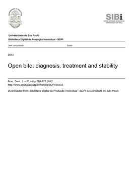 Open Bite: Diagnosis, Treatment and Stability