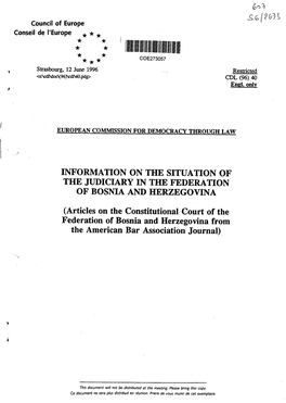 Articles on the Constitutional Court of the Federation of Bosnia and Herzegovina from the American Bar Association Journal)
