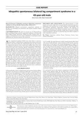 Idiopathic Spontaneous Bilateral Leg Compartment Syndrome in a 43-Year-Old Male Henry Huson, MD1, Taylor Fontenot BS2*