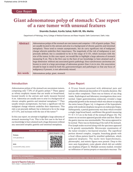 Giant Adenomatous Polyp of Stomach: Case Report of a Rare Tumor with Unusual Features