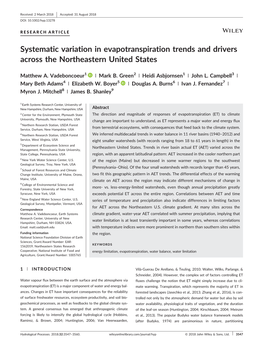 Systematic Variation in Evapotranspiration Trends and Drivers Across the Northeastern United States