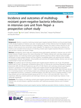 Resistant Gram-Negative Bacteria Infections in Intensive Care Unit From