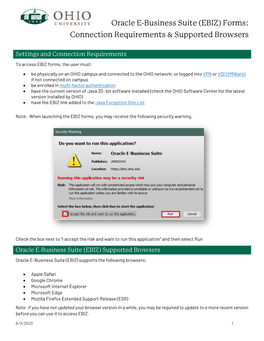 Oracle E-Business Suite (EBIZ) Forms: Connection Requirements & Supported Browsers