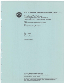NOAA Technical Memorandum NMFS FINWC-122
