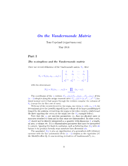 On the Vandermonde Matrix