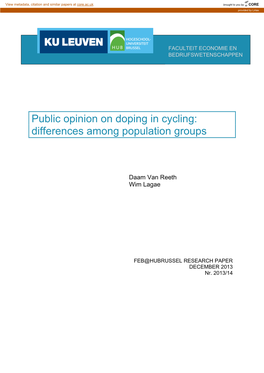 Public Opinion on Doping in Cycling: Differences Among Population Groups