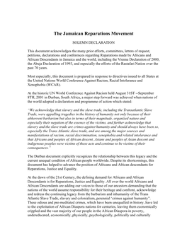 The Jamaican Reparations Movement
