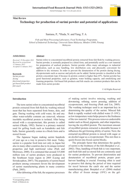 Technology for Production of Surimi Powder and Potential of Applications