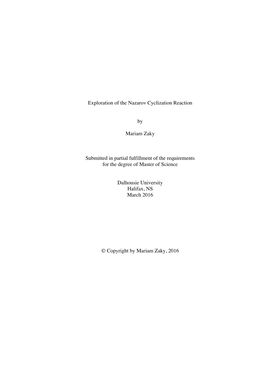 Exploration of the Nazarov Cyclization Reaction by Mariam Zaky