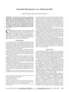 Clostridial Myonecrosis in an Adolescent Male