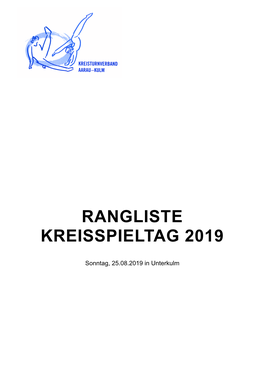 Ranglisten Kreisspieltag Unterkulm 2019