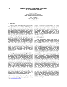 11.1 the Meteorological Environment Surrounding the Air France #447 Disaster