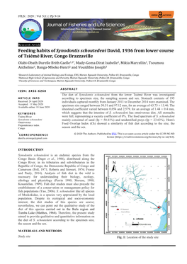 Feeding Habits of Synodontis Schoutedeni David, 1936 From