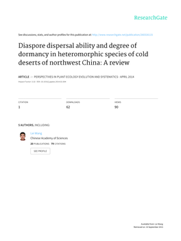 Diaspore Dispersal Ability and Degree of Dormancy in Heteromorphic Species of Cold Deserts of Northwest China: a Review