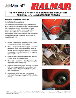 48-Psp-410-A & 48-Wsp-40 Serpentine Pulley