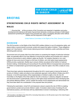 Unicef UK Briefing Child Rights Impact Assessment Wales September 2017