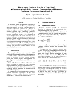 A Comparative Study Using Lyapunov Exponents, Fractal Dimension, Conditional Entropy and Spectral Analysis