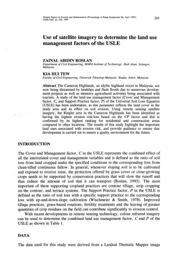 Use of Satellite Imagery to Determine the Land Use Management Factors of the USLE