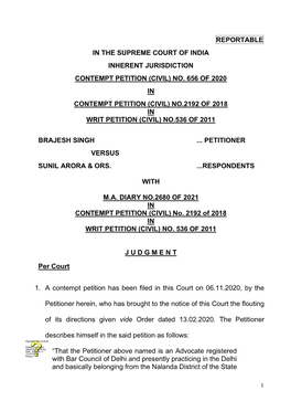 (Civil) No. 656 of 2020 in Contempt Petition (Civil) No.2192 of 2018 in Writ Petition (Civil) No.536 of 2011