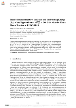 Precise Measurements of the Mass and the Binding Energy ) of The