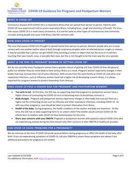 COVID-19 Guidance for Pregnant and Postpartum Women