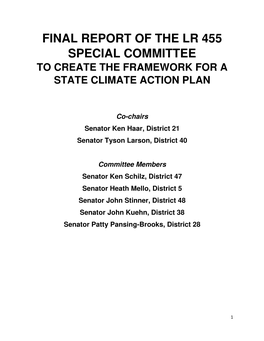 Final Report of the Lr 455 Special Committee to Create the Framework for a State Climate Action Plan