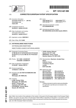 Anthranilamide Insecticides Anthranilamid-Insektizide Insecticides a Base D’Anthranilamides