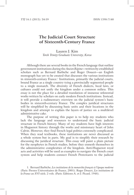 The Judicial Court Structure of Sixteenth-Century France