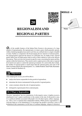 Regionalism and Regional Parties MODULE - 4