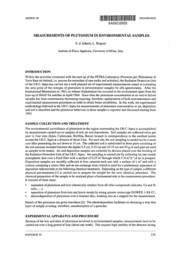 Measurements of Plutonium in Environmental Samples