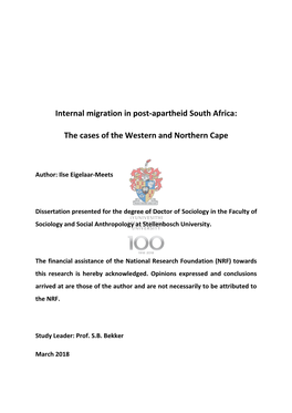 Internal Migration in Post-Apartheid South Africa