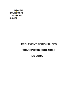 Règlement Régional Des Transports Scolaires Du