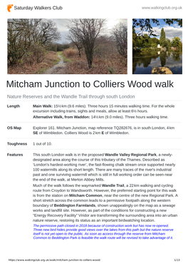 Mitcham Junction to Colliers Wood Walk