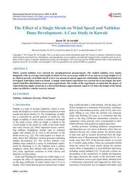 The Effect of a Single Shrub on Wind Speed and Nabkhas Dune Development: a Case Study in Kuwait