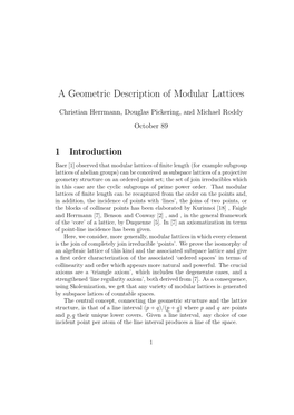 A Geometric Description of Modular Lattices