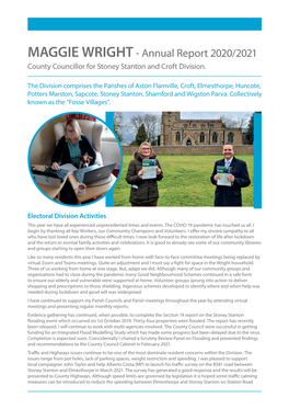 Annual Report 2020/2021 County Councillor for Stoney Stanton and Croft Division