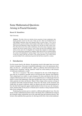 Some Mathematical Questions Arising in Fractal Geometry