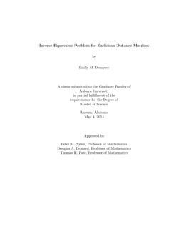 Inverse Eigenvalue Problem for Euclidean Distance Matrices By