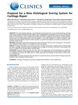 Proposal for a New Histological Scoring System for Cartilage Repair