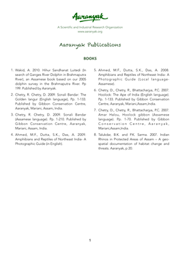 Aaranyak Publications List