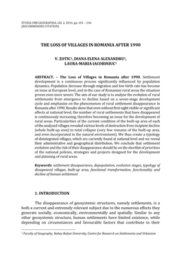 The Loss of Villages in Romania After 1990