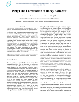 Design and Construction of Honey Extractor