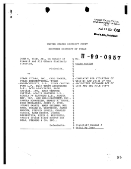 John C. Weld, Jr., Et Al. V. Stage Stores, Inc., Et Al. 99-CV-957-Complaint