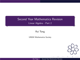 Second Year Mathematics Revision Linear Algebra - Part 2